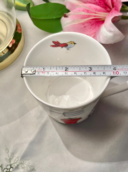 Waitrose Gardening Tools & Bird Ceramic Mug 4 in
