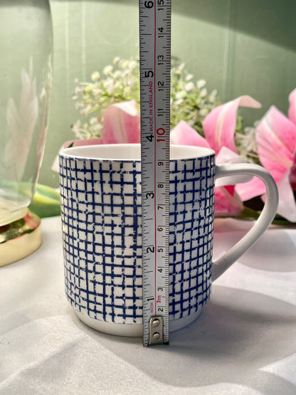 Waitrose Blue Grid Fine China Mug