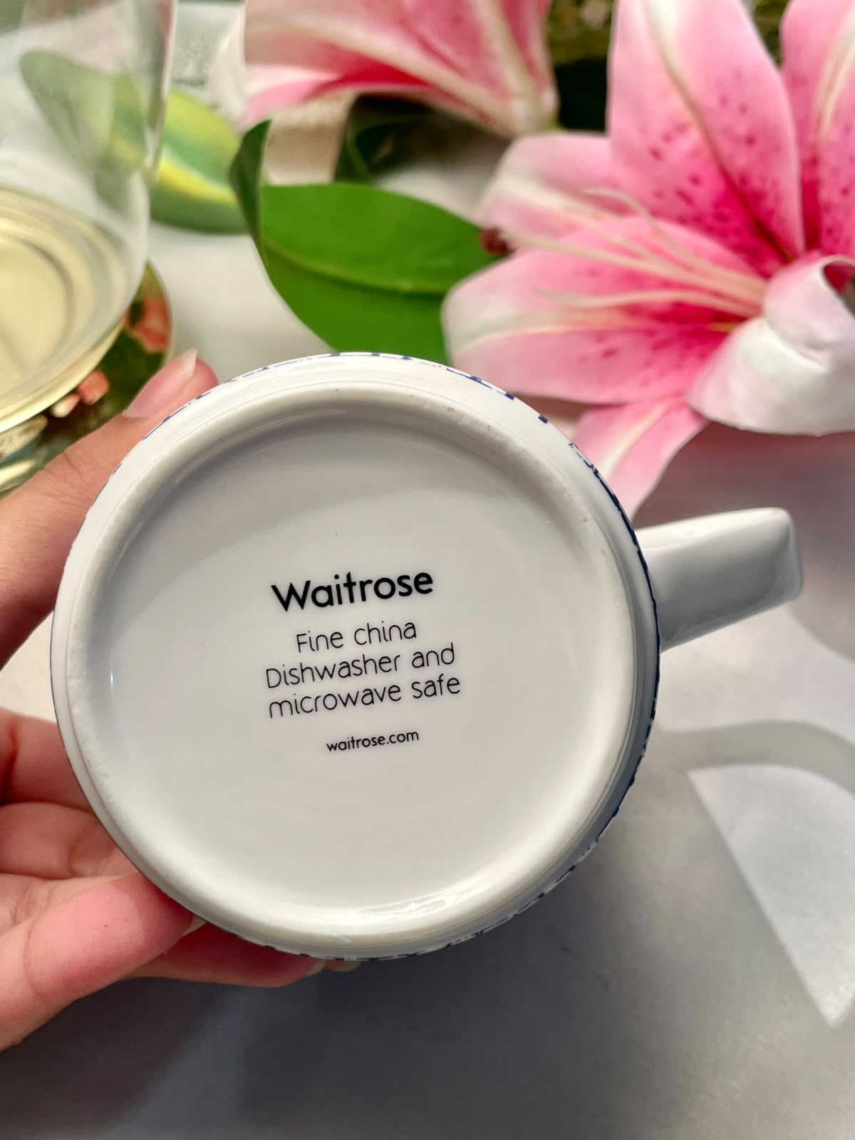 Waitrose Blue Grid Fine China Mug