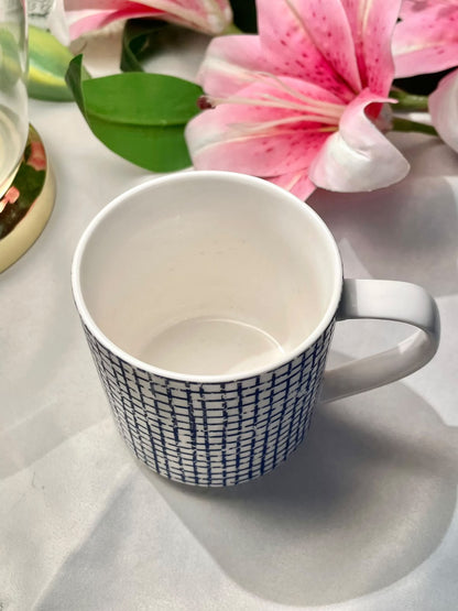 Waitrose Blue Grid Fine China Mug