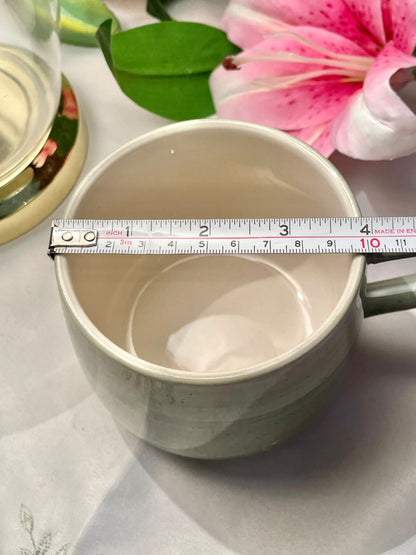 Hand painted Nutmeg Home Green Stoneware soup Mug