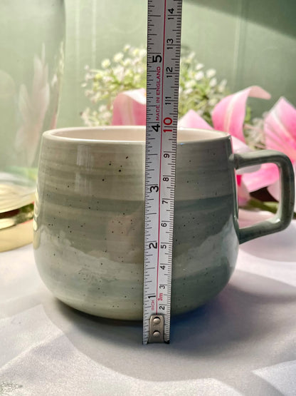 Hand painted Nutmeg Home Green Stoneware soup Mug