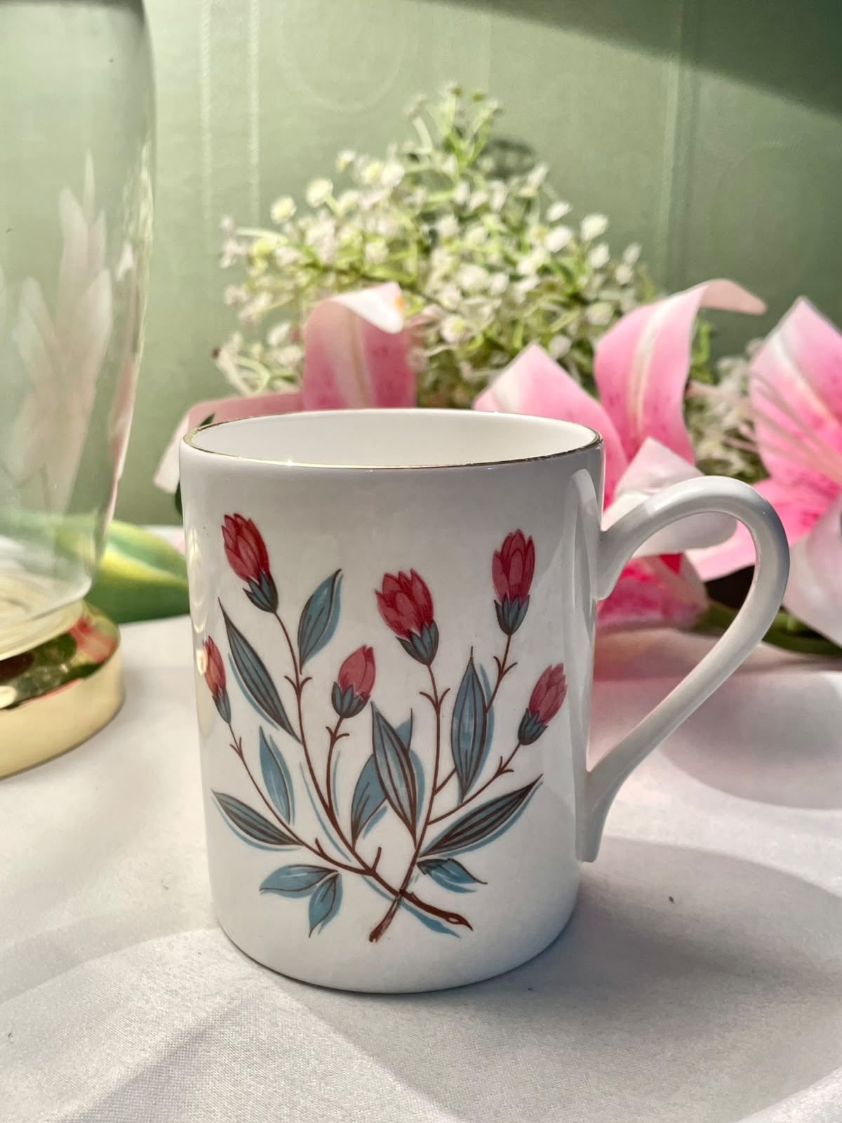 Royal Imperial English Bone China Floral Mug 3.8 in