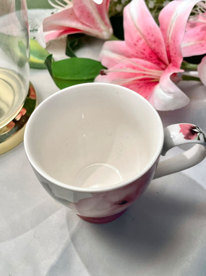 The English Mug Co Pink Floral Fine China soup Mug 4 in