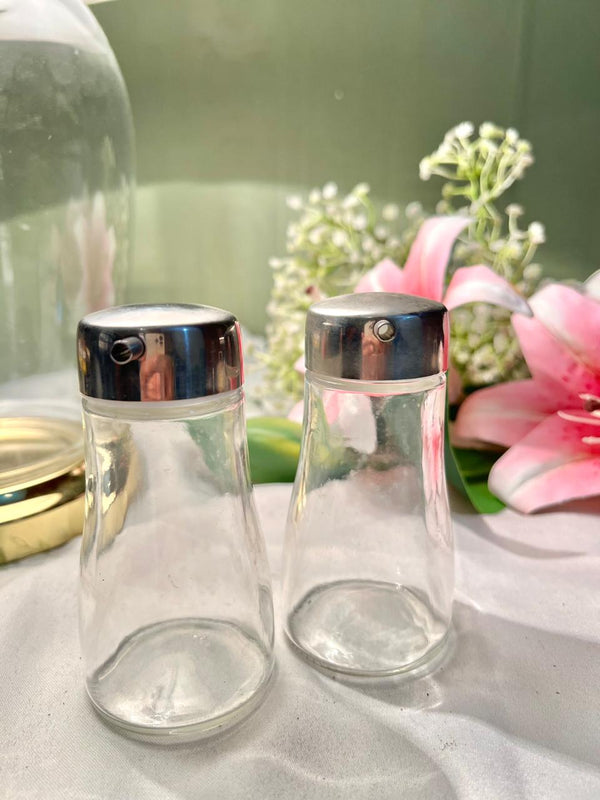 Clear Crystal Pourer Set with Silver-Tone Lids – 2 Piece, 11 cm