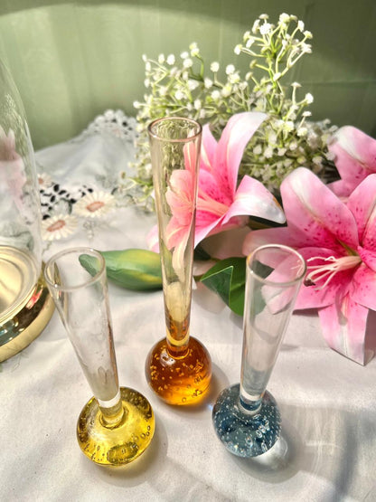 Bubble Crystal Bud Vase Set – Amber & Blue, 3 Piece