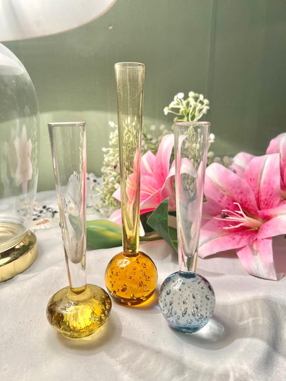 Bubble Crystal Bud Vase Set – Amber & Blue, 3 Piece