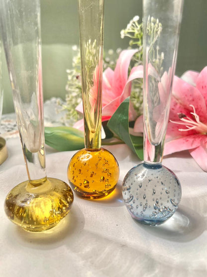 Bubble Crystal Bud Vase Set – Amber & Blue, 3 Piece
