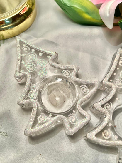 Crystal Christmas Tree Candle Holders – 2 Piece, 15 cm