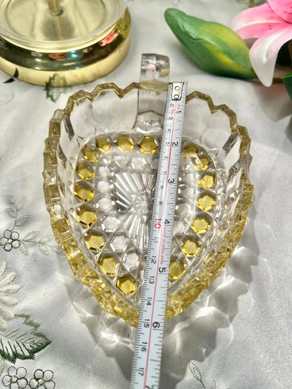 Amber-Tinted Crystal Heart Serving Dish with Handle – 15 cm