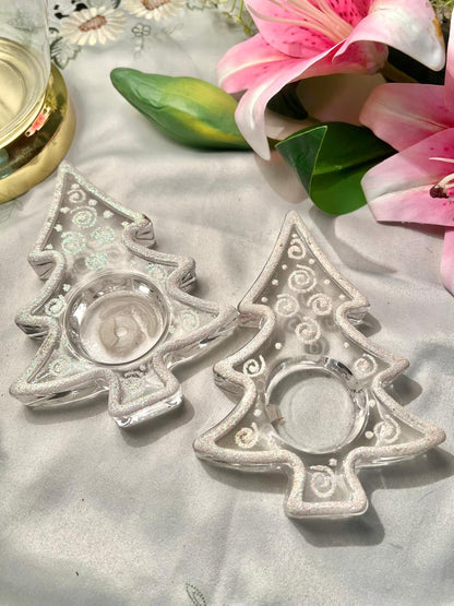 Crystal Christmas Tree Candle Holders – 2 Piece, 15 cm