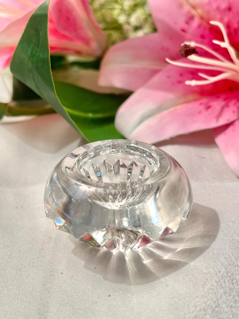Faceted Clear Crystal Tealight Candle Holder – Approx. 5.5 cm