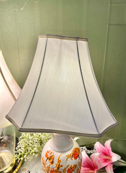 Vintage Floral Ceramic Table Lamp with Fabric Shade Approx. 24 in