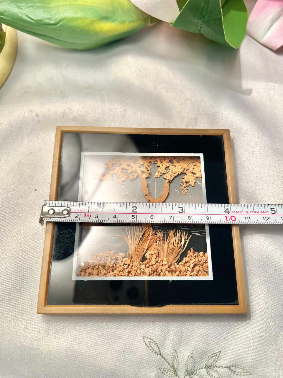 Vintage Framed Tree Artwork Brown & Black Approx 12 cm