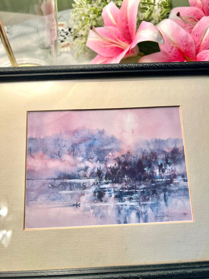 Watercolor Painting art piece titled "Loons in the Mist" by the Canadian artist Approx 30 cm