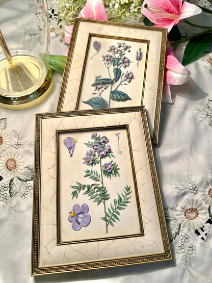 Marks & Spencer (M&S) 3D hand-painted stoneware floral wall plaque Pair Approx. 10 in