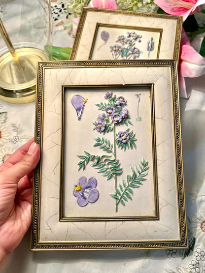 Marks & Spencer (M&S) 3D hand-painted stoneware floral wall plaque Pair Approx. 10 in