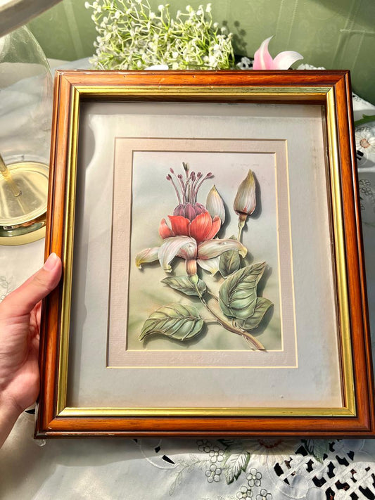 Vintage Rob Pohl 3D paper tole/decoupage botanical wall art Large 13 in