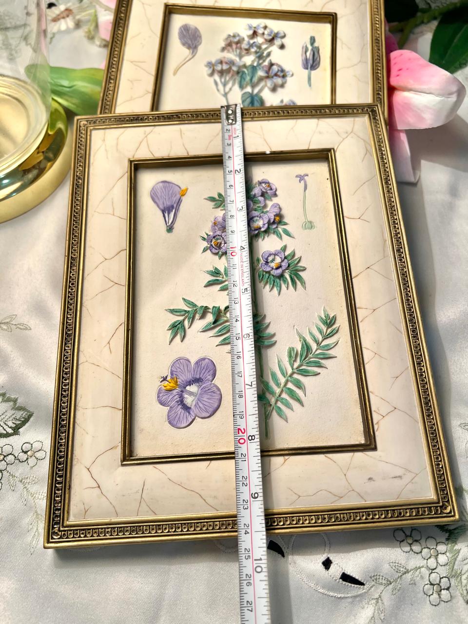 Marks & Spencer (M&S) 3D hand-painted stoneware floral wall plaque Pair Approx. 10 in