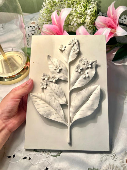 3D floral and botanical relief wall art / plaque large 10.5 in