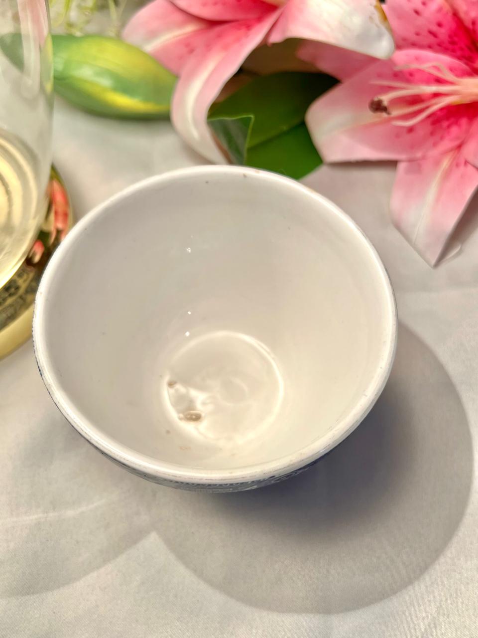 Blue & White Willow-Style Ceramic Bowl or Planter 4.25"