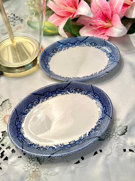 Churchill England Willow Oval Serving Dishes 2-Piece 8"