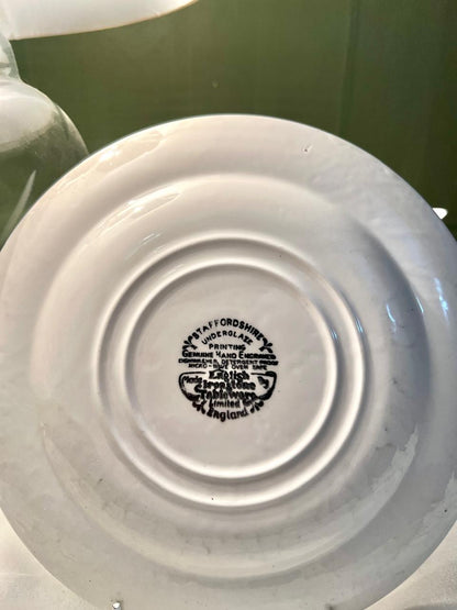 Staffordshire Blue & White Scenic Decorative Plate 8"