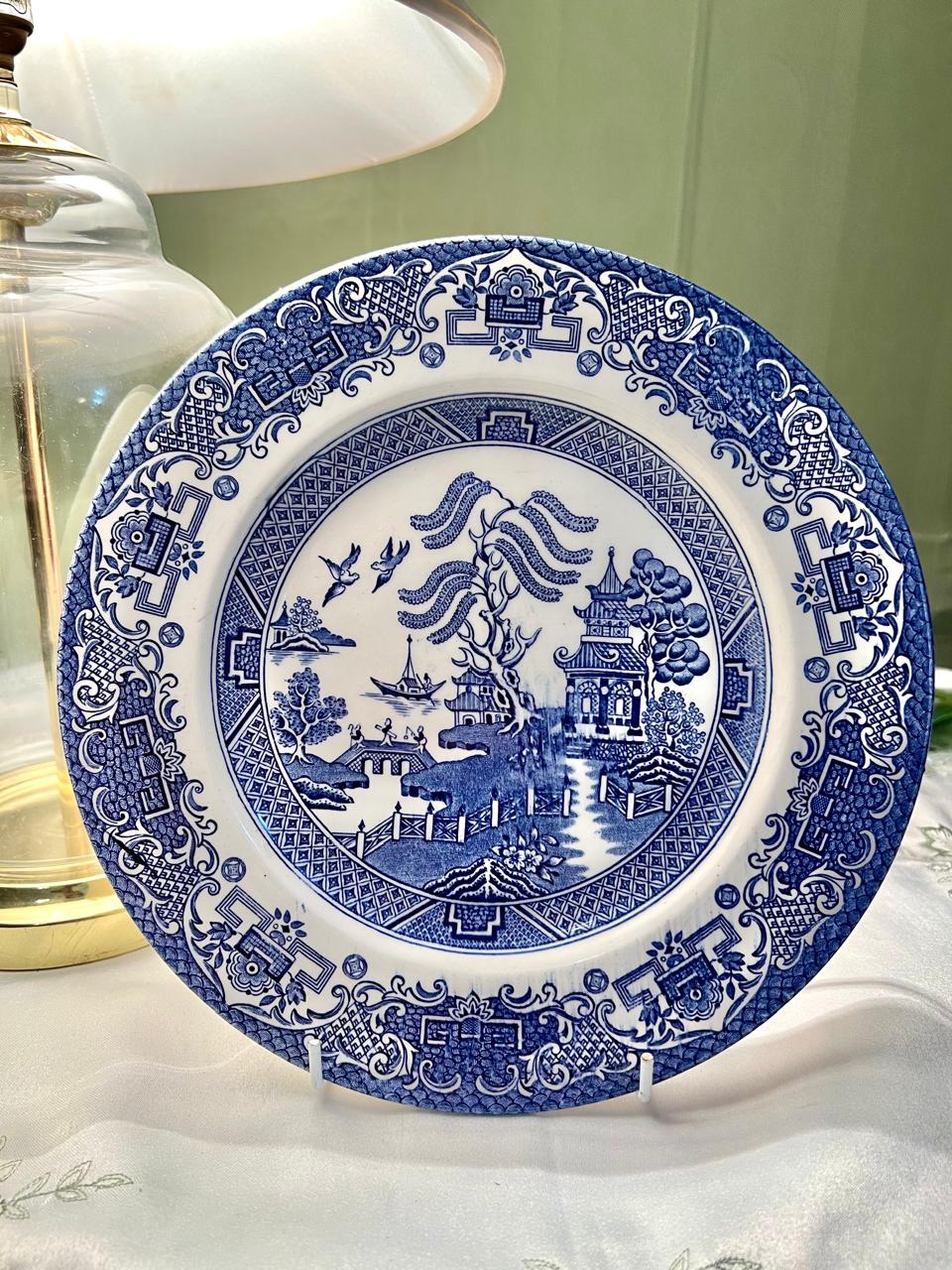 Staffordshire Blue & White Scenic Decorative Plate 8"