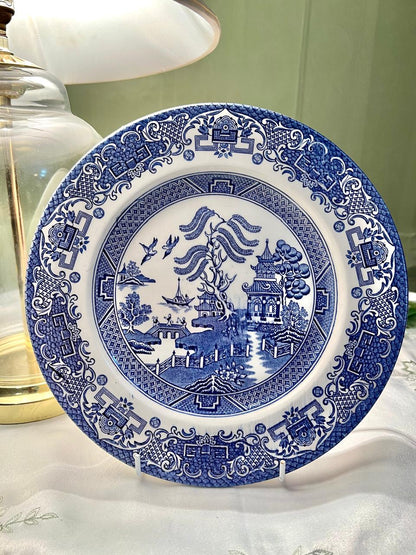 Staffordshire Blue & White Scenic Decorative Plate 8"
