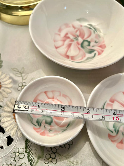 Pink Floral Ceramic Bowl Set 3-Piece 3"–5.5"