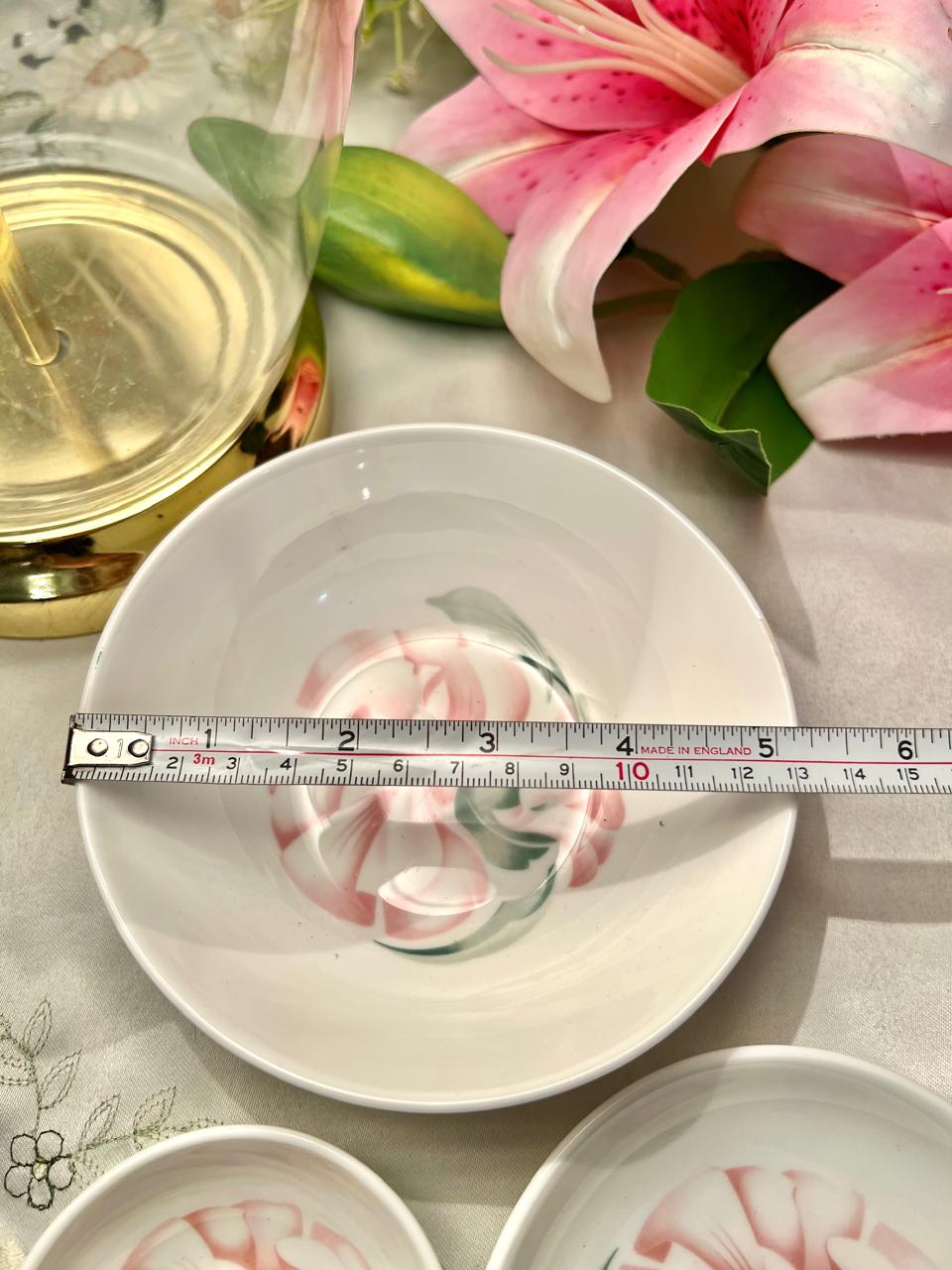 Pink Floral Ceramic Bowl Set 3-Piece 3"–5.5"