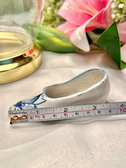 Vintage Blue & White Ceramic Miniature Shoe Approx. 3.5 in
