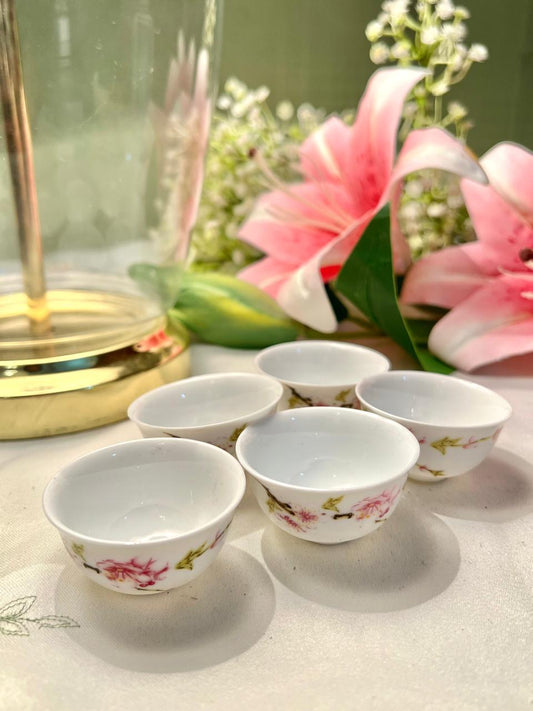 5-Piece Pink Floral Mini Ceramic Bowl Set Approx. 2.5 in