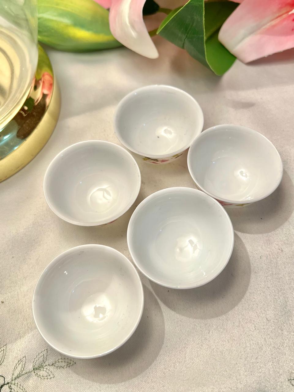 5-Piece Pink Floral Mini Ceramic Bowl Set Approx. 2.5 in