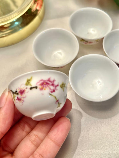 5-Piece Pink Floral Mini Ceramic Bowl Set Approx. 2.5 in