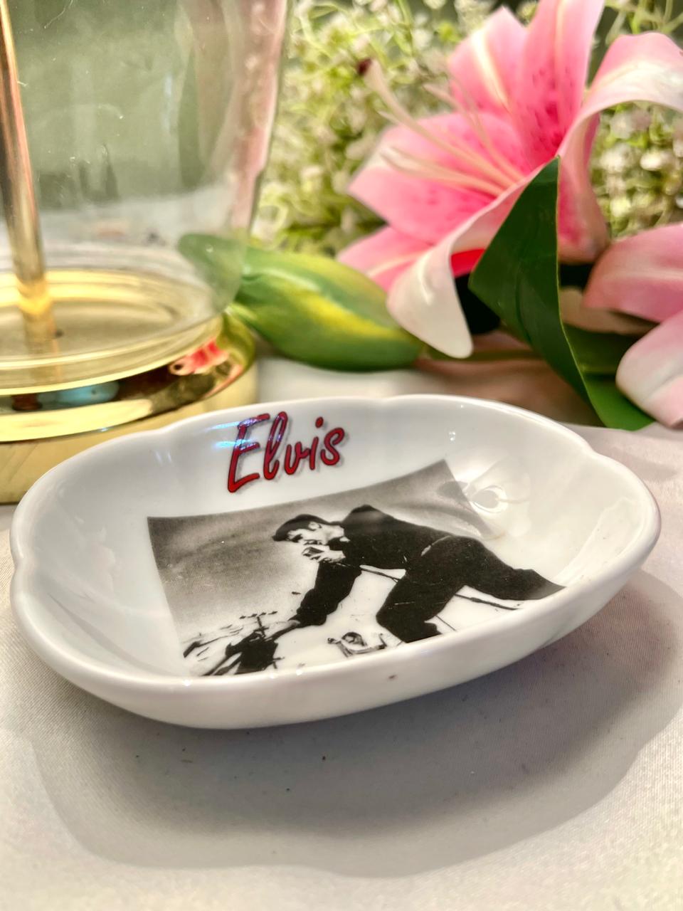 Elvis Black & White Ceramic decor Trinket Dish Approx. 5.5 in