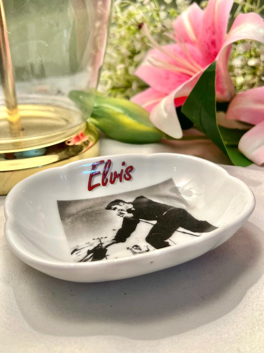 Elvis Black & White Ceramic decor Trinket Dish Approx. 5.5 in