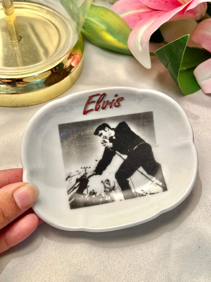 Elvis Black & White Ceramic decor Trinket Dish Approx. 5.5 in
