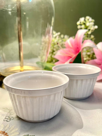 2-Piece White Ceramic Oven-Safe Ramekin Set Approx. 3.5 in