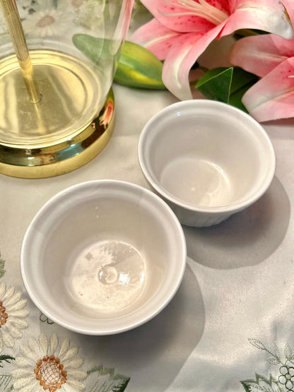 2-Piece White Ceramic Oven-Safe Ramekin Set Approx. 3.5 in