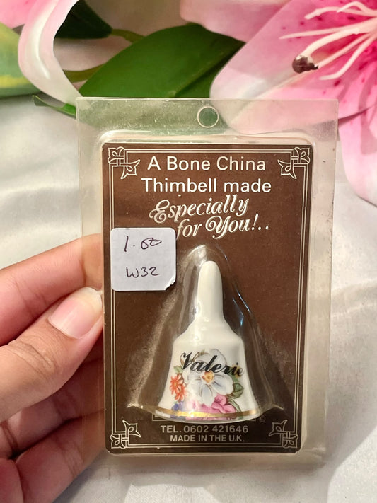 Valerie Bone China Floral Thimbell Bell Made in UK Approx. 3 in