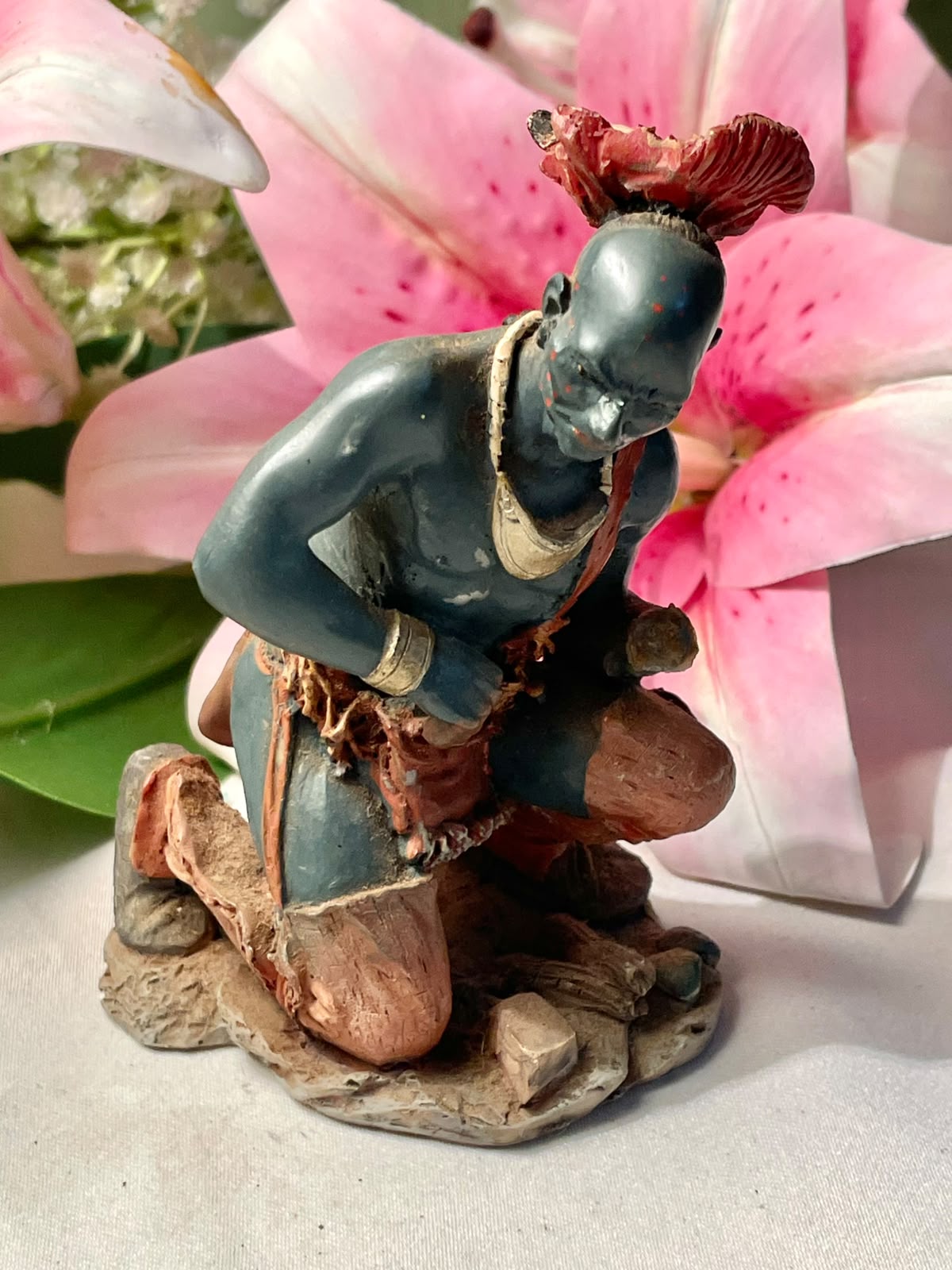 RARE FIND Seated Figure Figurine Approx. 4 in