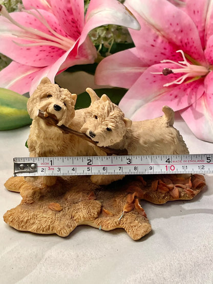 2-Piece Cream Terrier Dog Figurine Set Approx. 5 in