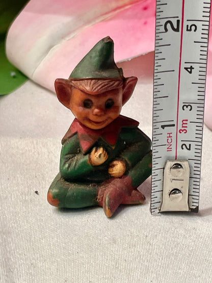 Vintage Green Elf Miniature Figurine 2 in