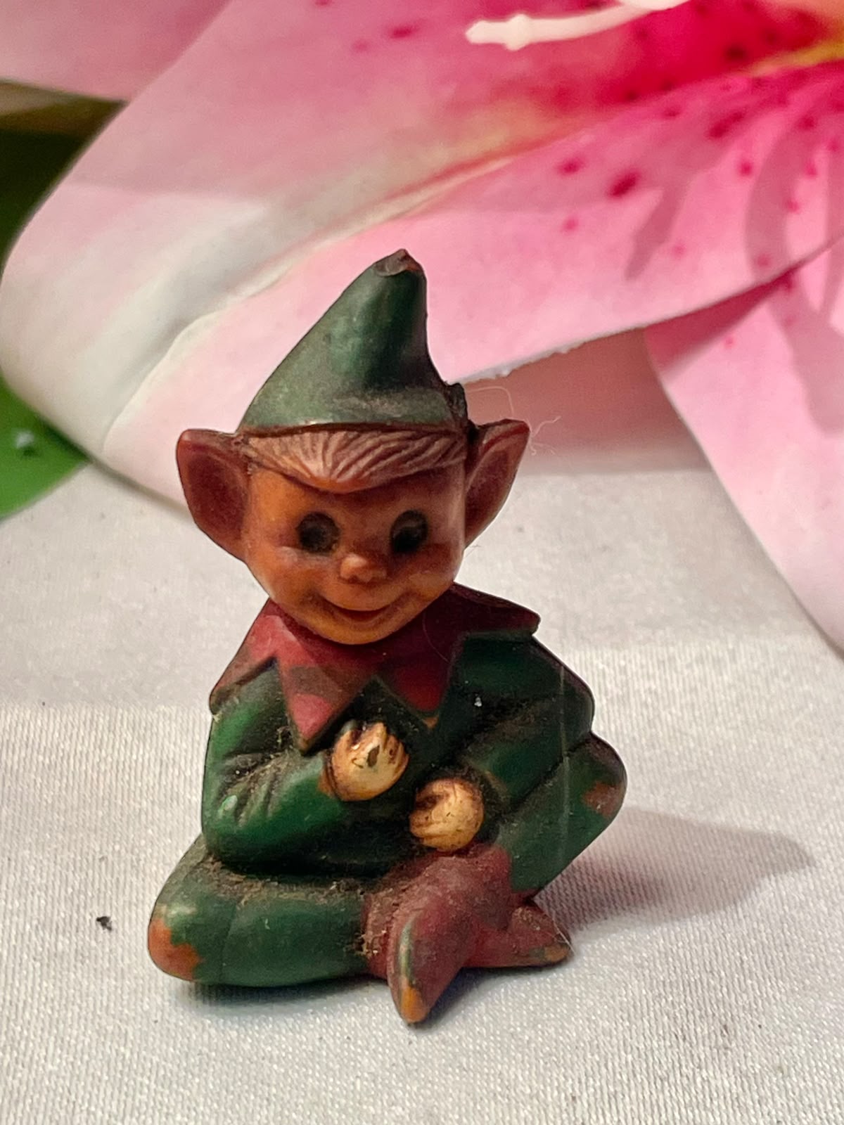 Vintage Green Elf Miniature Figurine 2 in