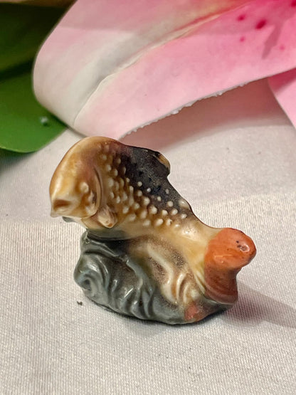 Vintage Spotted Bird Ceramic Figurine 1.5 in