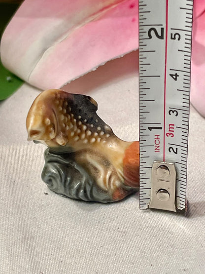 Vintage Spotted Bird Ceramic Figurine 1.5 in