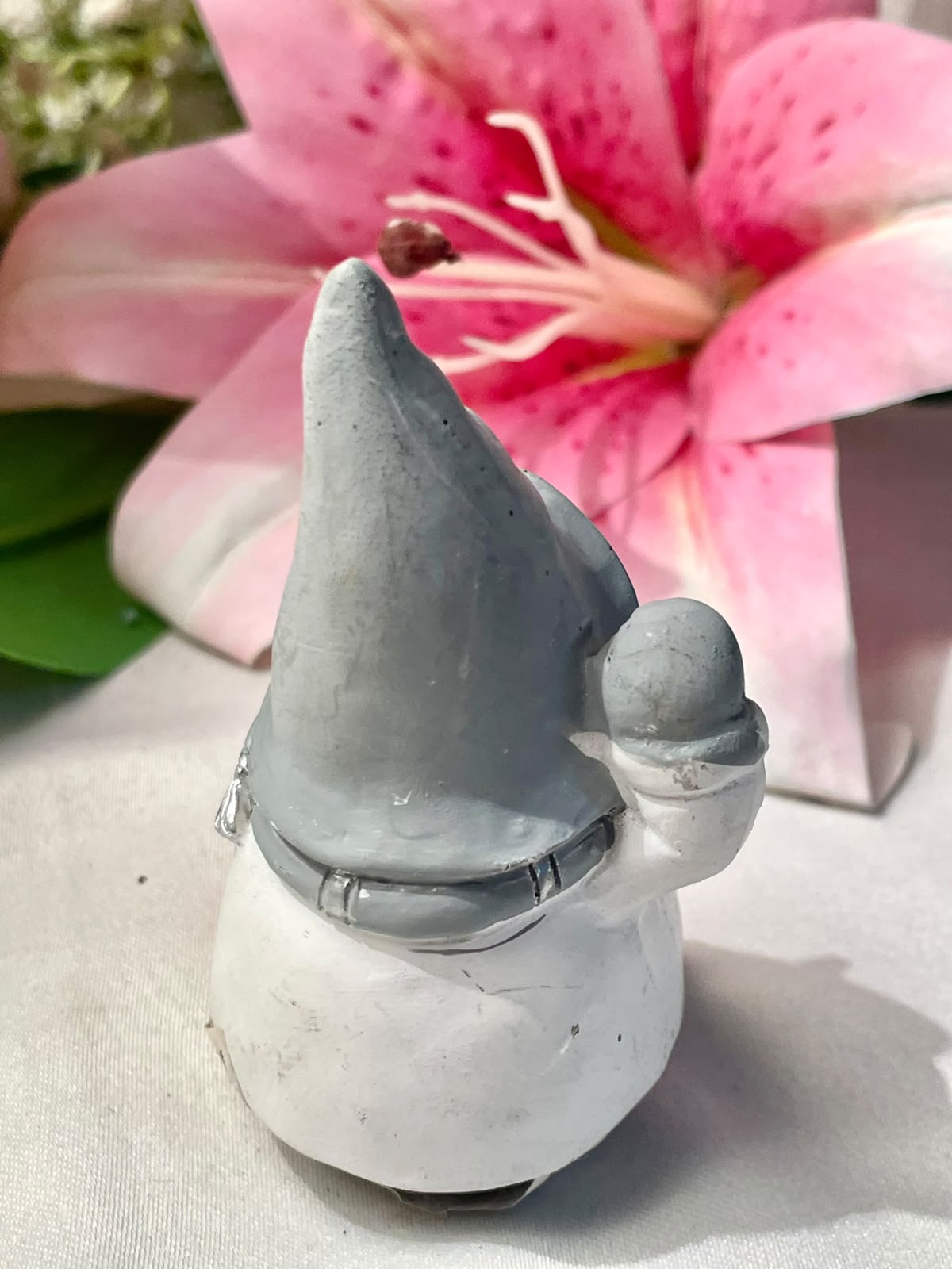 Vintage Grey Hat Snowman Miniature Figurine 3 in