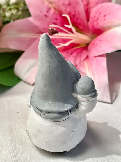 Vintage Grey Hat Snowman Miniature Figurine 3 in