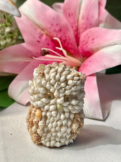Vintage Shell Owl Miniature Ornament 2.5 in